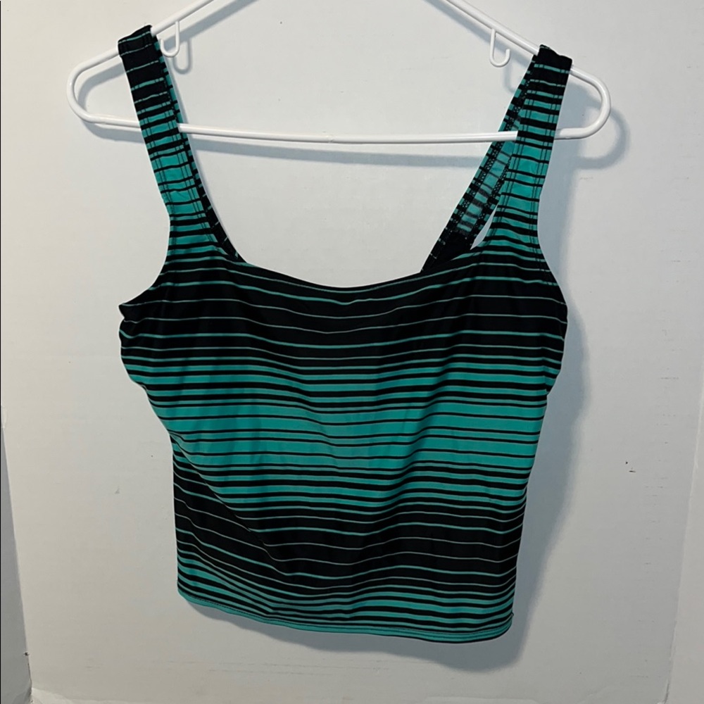 Fitted Blue Swim Top with Wide Straps